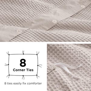 100% Cotton <strong>Waffle</strong> Weave Linen Color <strong>Duvet</strong> <strong>Cover</strong>, Soft and Breathable <strong>Duvet</strong> <strong>Cover</strong> Set for All Season - Product Image 4