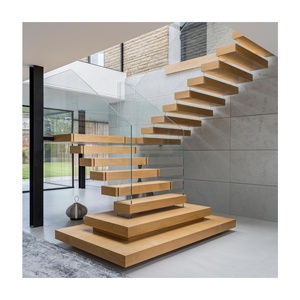 Marches et contremarches d'<span class=keywords><strong>escalier</strong></span> intérieures modernes en bois massif sur mesure - Product Image 1
