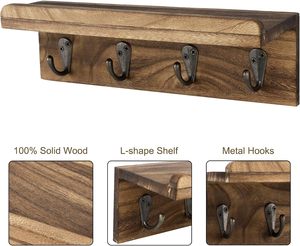Organizador de Llaves de Madera con 4 Ganchos, Organizador de Correo de Pared para Entrada, Sala de Estar, Baño y Oficina, Personalizable al por Mayor - Product Image 2
