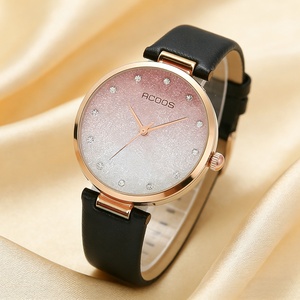 Reloj de cuarzo de aleación de moda deportiva para mujer, con esfera rosa degradada simple, puntero de cristal y diamantes, regalo de cumpleaños - Product Image 1