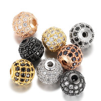 Espaçador redondo 50 peças cz 5mm 6mm 8mm 10mm 12mm latão micro zircônia cúbica contas para fabricação de jóias diy encantos pulseira