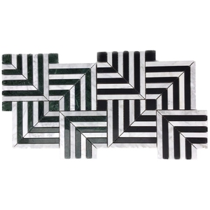 Décoration murale de cuisine de restaurant haut de gamme, mosaïque 3D en <span class=keywords><strong>marbre</strong></span> naturel <span class=keywords><strong>noir</strong></span> et blanc, carreaux de mosaïque en forme de <span class=keywords><strong>cube</strong></span> - Product Image 2