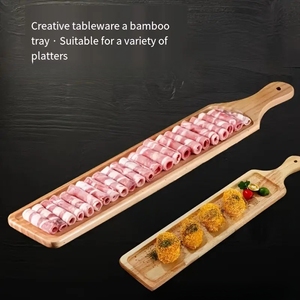 Lẩu thịt cừu xiên với lát thịt bò ướp hình chữ nhật bên thương mại tấm gỗ dài cho đồ ăn nhẹ Bộ đồ ăn sáng tạo - Product Image 5