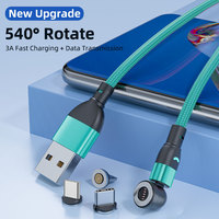 Câble USB magnétique 5pin 180 + 360 Rotation 540 | Câble de charge et de données de téléphone 3 en 1 0.5M 1M 2M 3M pour iPhone Android Tablet Device
