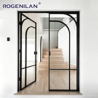 ROGENILAN Puerta Interior Francesa de Vidrio Templado Hueco, Puerta Abatible de Aluminio con Rejillas, Ahorro de Energía