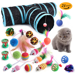 24-Piece <b>Interactive</b> Eco-Friendly Faux Fur <b>Cat</b> <b>Toy</b> Set Foldable Tunnel Feather Mouse Teaser Ball Pet <b>Cat</b> Teaser Stick Multiple - Product Image 4
