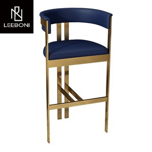 Silla de <span class=keywords><strong>Bar</strong></span> Moderna con Marco de Metal Dorado y Tapicería de Cuero/Tela, Silla Alta de Lujo para Barra de Cocina, Taburete para Barra de <span class=keywords><strong>Bar</strong></span> - Product Image 3