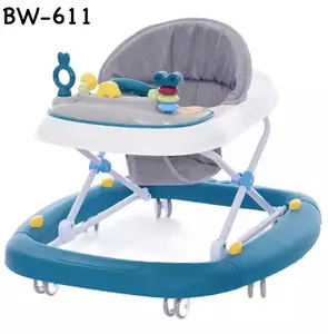 Safety baby walker car 3 in 1 musical cartoon walking chair kids boy girl walker with push handle & canopy round baby walker