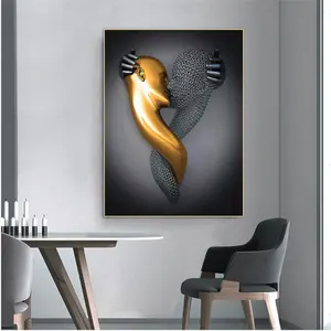 Decoração de casa amor preto e dourado, figura de coração, pintura, posteres, imagens modernas, tela, impressões, arte abstrata, parede