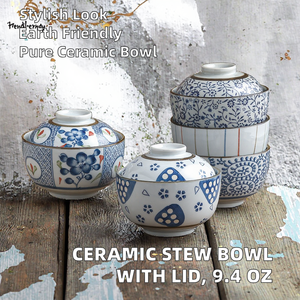 Tazón de Porcelana Ecológico de 9.4 oz, Tazón Moderno para Guisos con Tapa, Tazón Asiático - Product Image 2