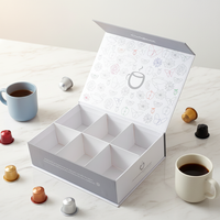 Caja de Regalo con Compartimentos en Forma de Libro, Laminación Mate, para Whisky, Cápsulas de Café, Bolsitas de Té, Tazas, Juegos de Café - Empaque Festivo
