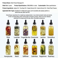 Grosir 12 Aroma Minyak Esensial Bunga Kering 30ml 60ml Distilasi Uap Alami Berinfus Tanaman Aromaterapi untuk Kecantikan Ritel