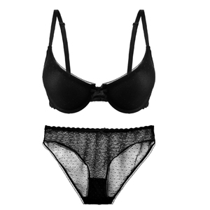 Malla Sexy Ladies Underwire Bra y Sets Muy caliente Negro Adulto Mujeres maduras Lencería sexy - Product Image 1