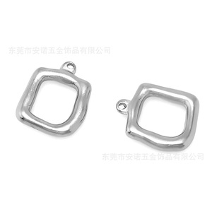จี้สี่เหลี่ยมกลวงสแตนเลส ผลิตด้วยกระบวนการไฮดรอลิก สำหรับทำเครื่องประดับ DIY สไตล์ฮิปฮอป พังก์  จี้ห้อยคอ - Product Image 4