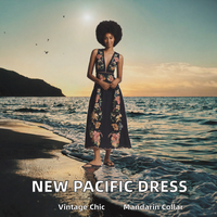 Nouvelles Arrivées Robe Décontractée Ample Grande Taille pour Femme à Col Mandarin et Manches Courtes, Motif Îles du Pacifique Personnalisé, Motif Goutte d'Eau Naturel