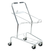 Chariot de courses à double pont, panier de courses en métal, vente en gros, 2 niveaux, 10 pièces