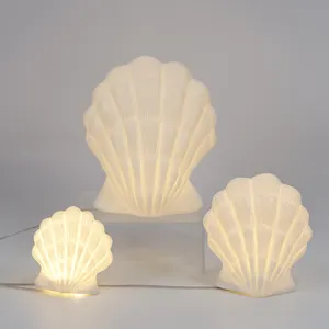 Wholesale Home Decoration Handmade Summer Ocean Sell Shape LED Night Light Ceramic Home Table Decor