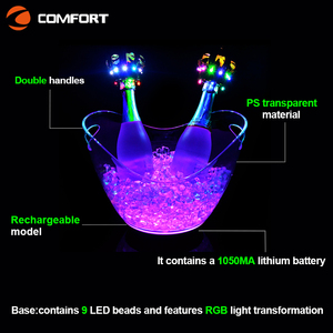 Seau à glace LED ovale de 8 L en forme de bateau, rechargeable, 7 couleurs changeantes, en plastique, pour discothèque, <span class=keywords><strong>bar</strong></span>, service VIP - Product Image 4