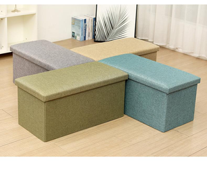 Cubo otomano de almacenamiento lujoso moderno directo de fábrica, taburete de pie plegable, asiento acolchado de tela tapizada, almacenamiento para reposapiés - Product Image 4