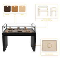 Vitrine de présentation de bijoux noire en verre avec éclairage LED pour projets de mobilier de magasin de détail (Jade, Diamant, Or)