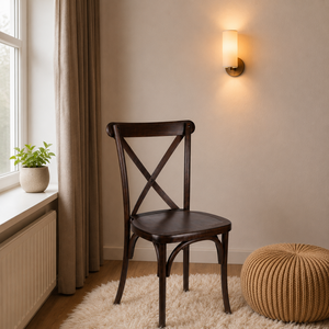 Resin Modern Farmhouse Restaurant Chair Crossback <b>Dark</b> Brown Durable Lightweight for Workshop Apartment Home Bar Outdoor - Product Image 1