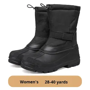 מגפי חורף חמים ועמידים למים בכל המידות, יוניסקס, עם גפה בסגנון אוקספורד, בטנת פליס, נגד לכלוך, נגד החלקה, מגפי ברווז, כיסויי נעליים לשלג - Product Image 5