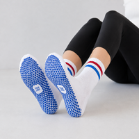 Chaussettes de yoga en coton personnalisées avec grip antidérapant, chaussettes de pilates avec logo jacquard personnalisé, chaussettes de yoga pour femmes