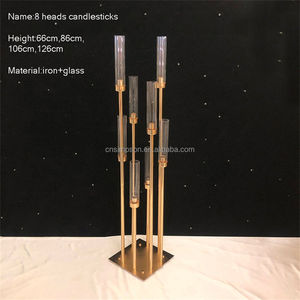 Bougeoir de luxe en métal doré 1.2m fer à 8 têtes de haute qualité pour centres de table de mariage décorations de table éclairage d'événement spécial - Product Image 4