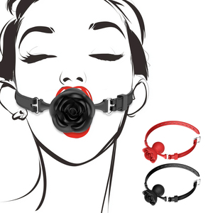 Jouets de bondage : Bâillon en silicone à bouche ouverte avec plug buccal en forme de rose, dispositif de retenue pour morsure, jouet pour adulte - Product Image 1