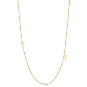 Collier en acier inoxydable doré personnalisé avec nom, minuscules breloques en cristal, 26 initiales, chaîne fine, vente en gros de bijoux cadeaux pour femmes - Product Image 6