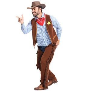 <span class=keywords><strong>Costume</strong></span> d'Halloween Tenues de <span class=keywords><strong>cowboy</strong></span> de carnaval <span class=keywords><strong>Costume</strong></span> de <span class=keywords><strong>cowboy</strong></span> à franges pour hommes avec gilet Chaps Foulard et chapeau - Product Image 4