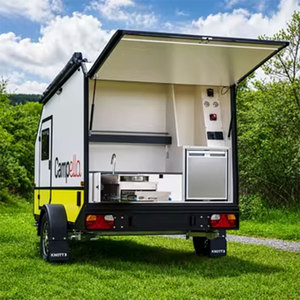 Tremendous Quality Low Cost <b>Storage</b> <b>Box</b> Campella Mini Caravan 2 Person Yellow Aluminum RV Small Travel Trailer With Rear Outdoor - Product Image 3