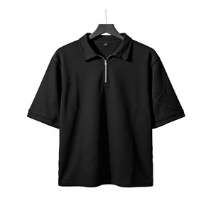 Chemise décontractée à manches courtes en tricot uni pour homme, avec poche, logo personnalisé, noir et beige, 240 GSM, 100 % coton, anti-plis - Product Image 4
