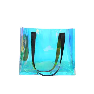 Factory custom logo pvc laser tote bag magic color transparent plastic bag
