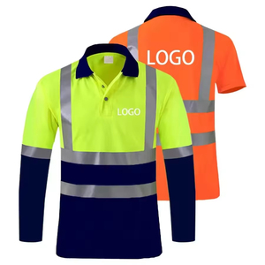 HBC Hi Vis Work Wear Construction Worker Uniform High Visibility Cotton Reflective Polo Shirt Safety Clothes Road Cleaners