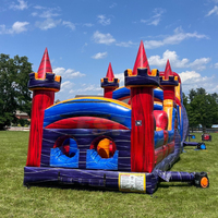 Structure gonflable commerciale géante pour adultes, parcours d'obstacles gonflable avec toboggan pour enfants
