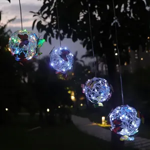 Bola de mariposa LED para exteriores, lámpara solar para jardín, césped, decoración de jardín al aire libre, lámpara de paisaje de patio trasero