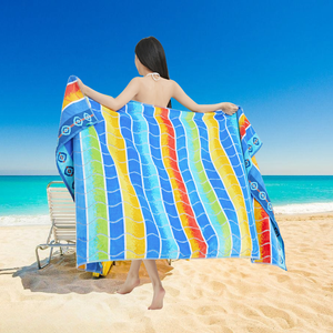 Chất Lượng Cao Lớn Terry Bông Khăn Tắm Tùy Chỉnh Mô Hình Jacquard Khăn Bãi Biển Nhanh Chóng Khô Sọc Mùa Hè Du Lịch Nén - Product Image 2