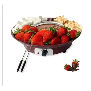 2024 New Electric Chocolate Fondue Maker Pot set chocolate melting pan with 2 Forks and Tray for DIY Chocolate