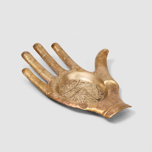 <b>Vintage</b> Brass Hand Shaped Novelty <b>Ashtray</b> & Cigarette Holder Desktop Decorative Home Tabletop Accessory - Product Image 1