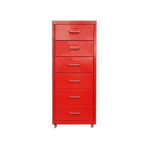 Meuble de rangement mobile vertical en métal coloré avec 6 tiroirs en acier, petit classeur moderne sous bureau - Product Image 5