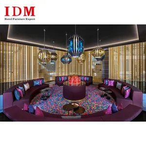 Custom Big Luxury Round Retro American hotel restaurant banquette sectional U purple sofa booth seating Furniture For Hotel