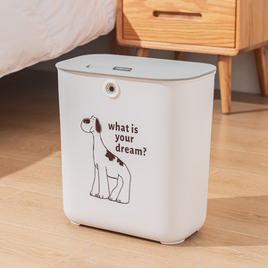 Rectangular Striped Lidded Trash Can 10L Indoor Kitchen Bedroom Waste <b>Bin</b> Storage Bucket With Lid Hygiene Design - Product Image 2