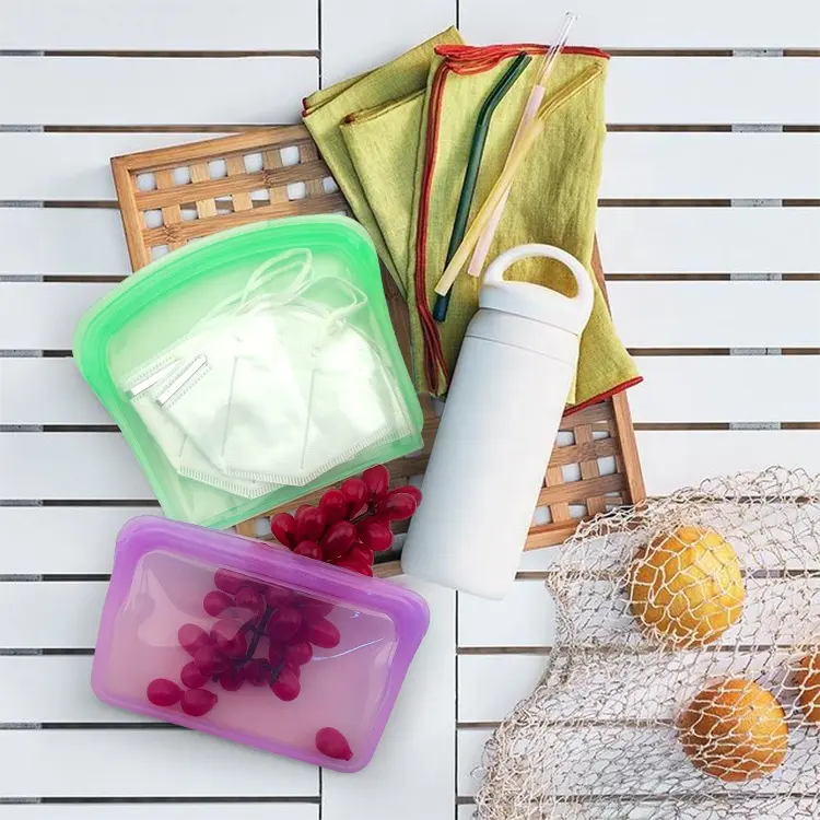 200ml silikon gıda saklama çantası yeniden silikon bebek aperatif mutfak çantaları