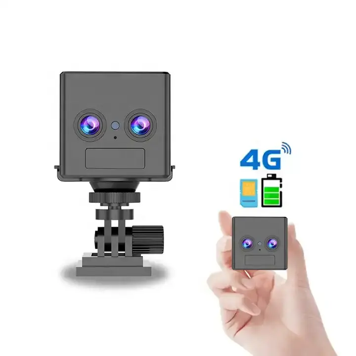Mini câmera Pir de detecção humana com lente dupla 4MP e zoom híbrido 4G Hd infravermelho visão noturna de segurança doméstica sem fio Wi-Fi