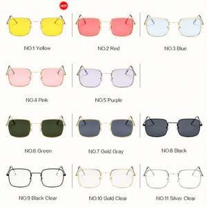 Lunettes de soleil rétro tendance 2019 pour hommes et femmes, verres transparents jaunes et roses, petite monture carrée en métal - Product Image 6