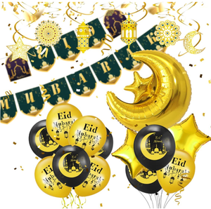 Ramadan 2023 EID Mubarak décor ballon bannière suspendue étoile <span class=keywords><strong>lune</strong></span> tourbillons et décoration de gâteau pour jardin famille restaurant eid fournitures - Product Image 2