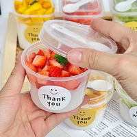 Boîtes en plastique PP de 280 ml, 220 ml, 180 ml pour yaourt, crème glacée, gelée, pudding, gâteau au lait, avec couvercle et cuillère