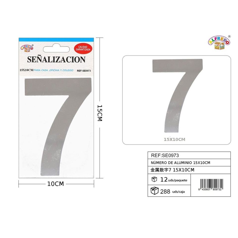 Aluminum sign - Number 7 15x10cm - Metal signs