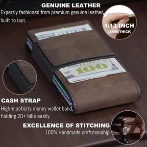 Portefeuille personnalisé fin de luxe pour hommes Porte-cartes en cuir PU véritable avec blocage RFID et fermeture ouverte Pince à billets d'affaires - Product Image 4